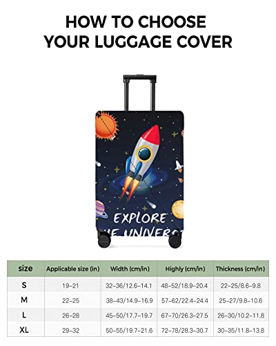 Travel Luggage Cover Medium Suitcase Cover Fit for 22-25 Inch Luggage Luggage Protector Suitcase Cover Explore the Universe Galaxy Vortex Rocket Planet Luggage Cover Protector for Suitcase3