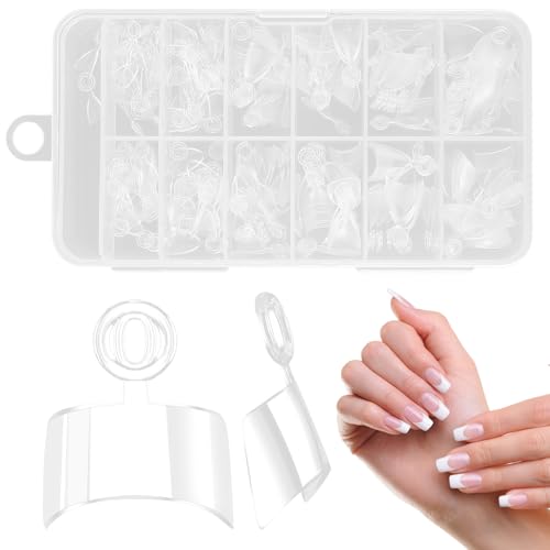 Extra kurze halbdeckende Nagelspitzen, 480 Stück, konisch, quadratisch und mandelförmig, weiches Gel, klare Acrylnägel für Verlängerungen, 12 Größen, mit Aufbewahrungsbox, DIY-Maniküre, französische