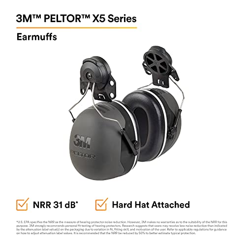 Image of 3M PELTOR Ear Muff Hearing Protection, X5 Series, Noise Protection NRR 21 dB, Construction, Manufacturing, Automotive