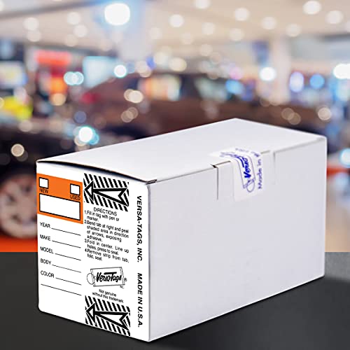 Image of Versa-Tags 250 Per Box, Self-Protecting Paper Key Tags with Chrome-Plated Split Rings Perfect for Car Truck Or RV Dealers Top Stripe Orange