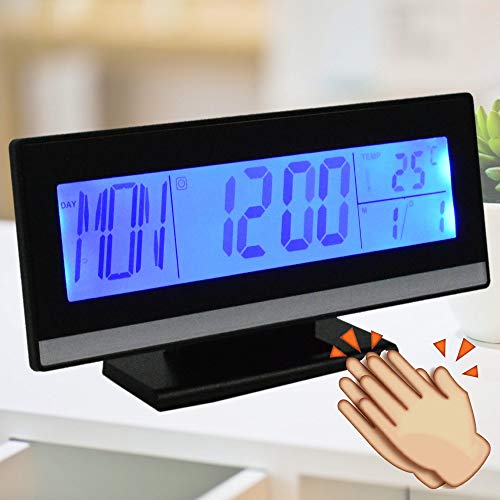 Relógio Digital de Mesa Acionamento Sonoro Preto CBRN07196