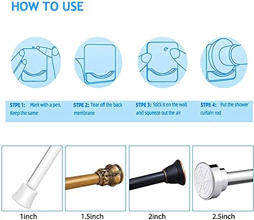 NITAIUN 6 Pcs Adhesive Shower Curtain Rod Holder Self Adhesive Wall Mounted Rod Retainer Drill-Free Install Shower Curtain Fixing Rod Retainer for Bathroom(Curtain Rod Not Included)