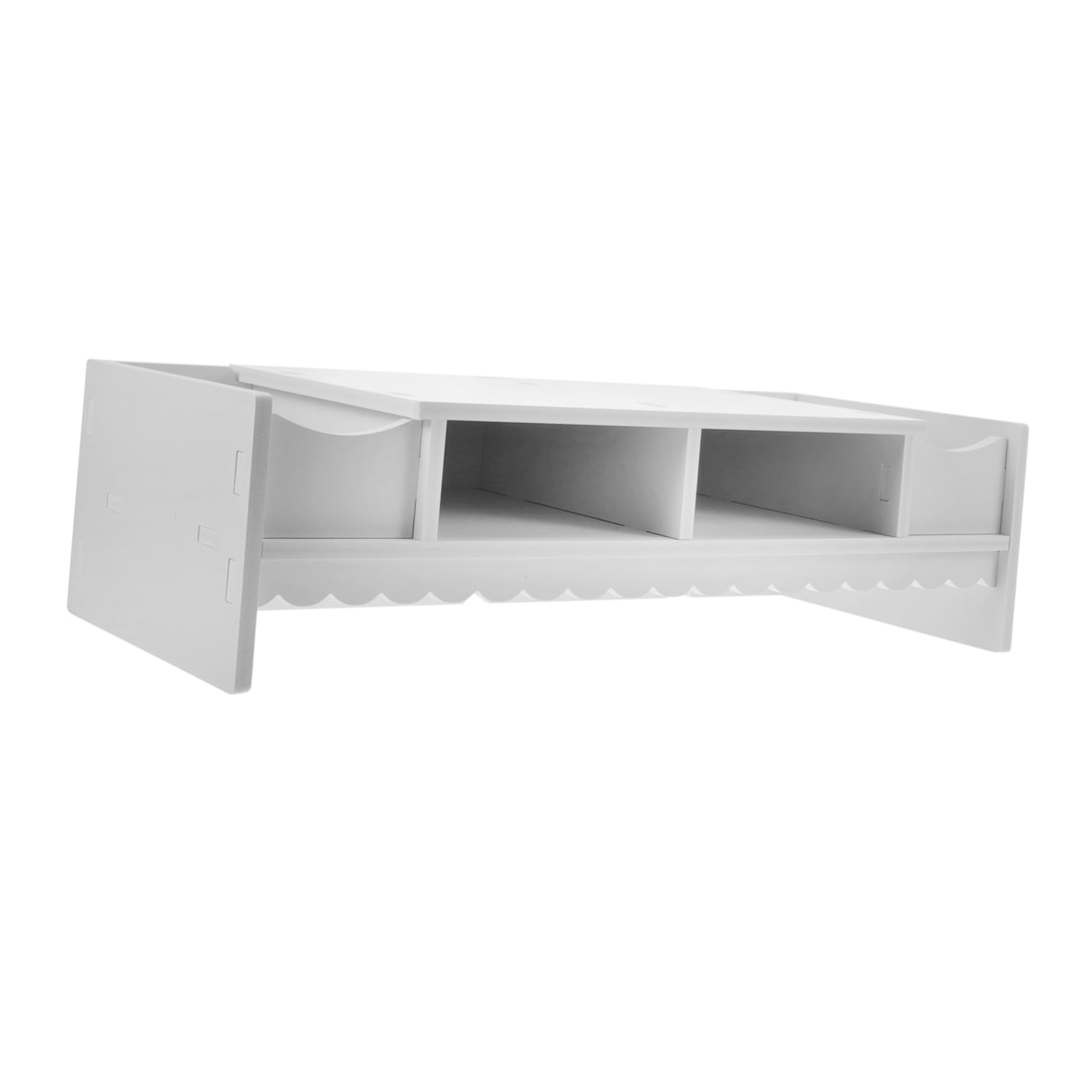 Étagère de Bureau pour Écran, Rangement PVC Blanc, Tiroir