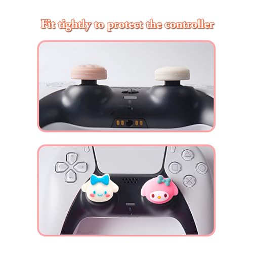 Image of PERFECTSIGHT Cute Thumb Grip Caps for PS5 PS4 Xbox Series X /S Xbox One Switch PRO Controller Steam Deck 4PCS Soft Rubber 3D Thumbsticks Button Joystick Cover Set, Rabbit+Kitty+Dog