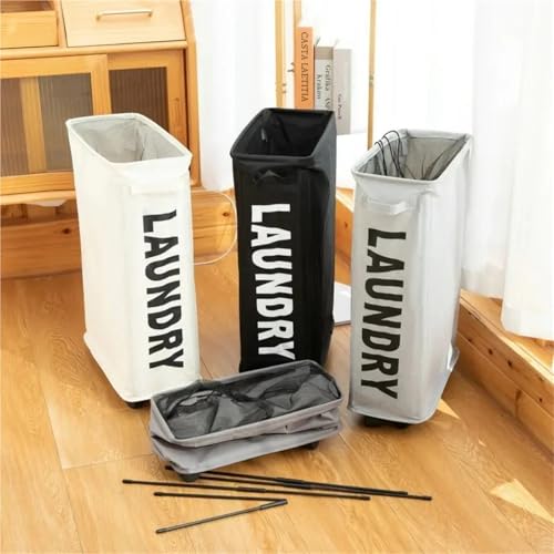 Panier de rangement pour linge sale mobile spécial petits espaces - 4