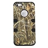 JUSTING@Apple iPhone 5C Grass Oak Realtree Hunting Camo Camouflage High Impact Shock Defender Plastic Outside with Silicone Inside Case Cover (Black)