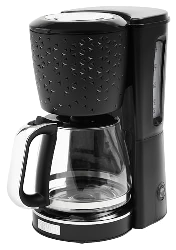 HADEN Starbeck Coffee Machine, 10 Cup Automatic Drip Coffee Maker with Anti-Drip Function and Reusable Washable Water Filter, Black & Chrome