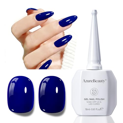 Image of AZUREBEAUTY 18ML Deep Blue Gel Nail Polish -Soak Off UV /LED Gel Polish, High Gloss Nail Art Gel for DIY Manicure Salon Use