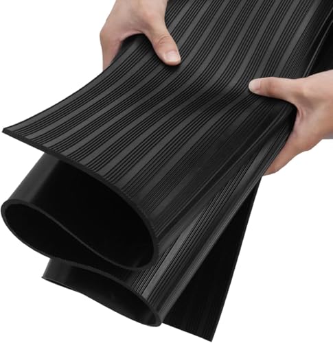 JvFbjLF Alfombrilla de Goma de Seguridad eléctrica, Adecuada for Alfombrillas de Aislamiento de Alta tensión en subestaciones y transformadores.(Black 3mm(1/8in))