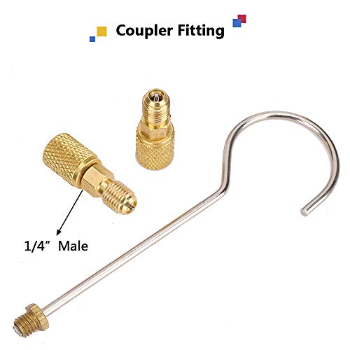 KONDUONE 5FT AC Gauge Set for R134A R410A R22 Refrigerants A/C Diagnostic Manifold Gauge Set with 2pcs 1/4 Inch Quick Coupler