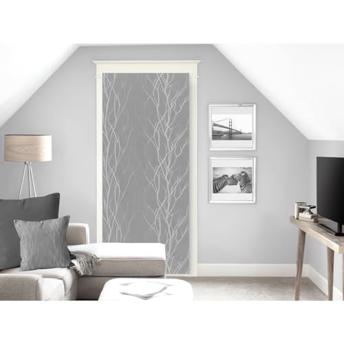 Soleil d'ocre, Liane Voile Porte fenêtre Dévoré, Polyester, Gris, 90x200 cm