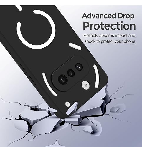 Image of SBMS Silicone Back Cover Case for Nothing Phone 3A 5G | Soft Micro-Fibre Lining Inside | Magsafe Print On Back Side Camera Protection Bump | Shockproof Case For Nothing 3A 5G (Magsafe Print Big Black)