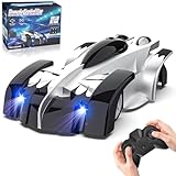 EpochAir Wall Climbing Remote Control Car, 360° Rotating Wall Climbing Car Toy with LED Light, Rechargeable RC Stunt Cars, Kids Toys Gift for 3 4 5 6 7 8 9 Year Old Boys(Silver)
