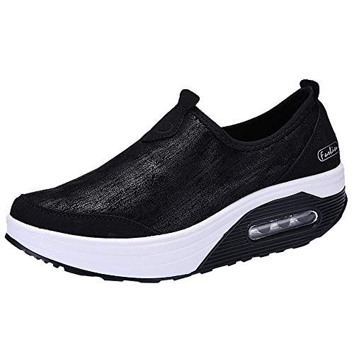 POLP Calzado Zapatos Malla Tejida voladora Soles cómodos Ejecutan Zapatos Deportivos Transpirable Sneakers Calcetines Plataforma Zapatos Cuña Azul Mujer Plataforma Otoño Invierno 35-41