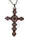 Gypsy Jewels Long Christian Cross Rhinestone Necklace (Red - Gold Tone)