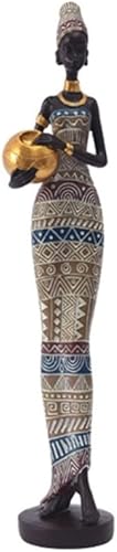 Miniatura 4 de Buwakul Paquete de 3 esculturas de mujer africana de resina de 17 pulgadas de alto, estatua tribal para decoración del hogar, arte coleccionable