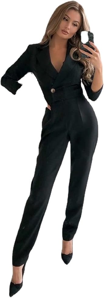 Amazon.com: Enterizo elegante para mujer, con cuello en V profundo,  pantalones largos Harlan, de una pieza, color blanco : Ropa, Zapatos y  Joyería