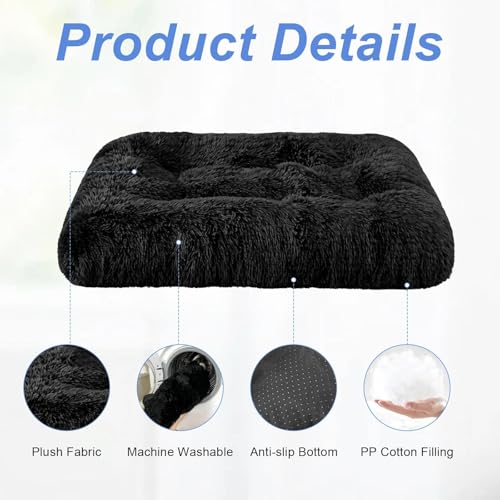 Ravytha Hundebett Mittelgroße Hunde Waschbar, Hundekissen, Hundekorb, Hundekörbchen, Hundematte, Hundebetten für Mittelgroße Hunde, Körbchen Hund, Hundematratze, Hundebett Flauschig, Schwarz-6