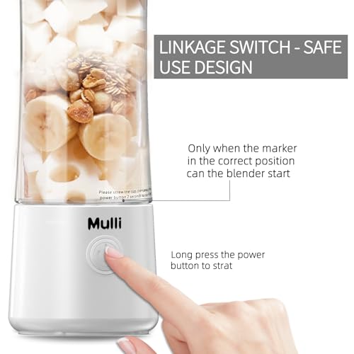 Mulli Draagbare blender, persoonlijke USB-mixer voor smoothie en shakes, mini-blender met zes messen voor babyvoeding, reizen, sportschool - Afbeelding 6