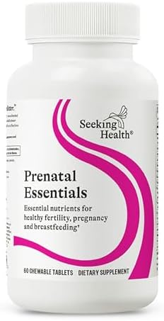 Seeking Health Prenatal Essentials Chewable, Folinic Acid and L-5-MTHF, B-Complex Vitamins, Healthy Pregnancy and Breastfeeding Support, Methylation Support, Vegan and Vegetarian (60 Tablets)