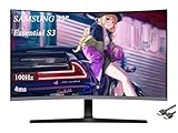 SAMSUNG 32' Essential S3 Series FHD 1800R Curved Monitor, 100Hz, Game Mode, Eye Saver Mode, Black, with HDMI Cable