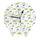 GVYGVY Orologio da parete a batteria, 25,4 cm, con stampa di carretto da golf, moderno, silenzioso, piccolo, orologio da parete per soggiorno, cucina, bagno, ufficio, decorazione decorativa con