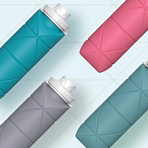 Special Made Collapsible Water Bottles Leakproof Valve Reusable Bpa Free Silicone Foldable Water Bottle For Gym Camping Hiking Travel Sports Lightweight Durable 20Oz (4 Color Mix 1Nd Version) #TOP1