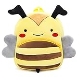 Niedlicher Kleinkind-Rucksack, Plüschtier-Cartoon, Mini-Reise-Tagesstätte für Babys, Mädchen, Jungen, 2–6 Jahre, Bienengelb, Einheitsgröße, Rucksack