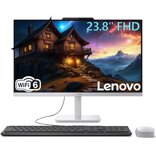 Image of Lenovo 24 inch All-in-One Desktop Computer, Intel 8-Core i3-N305 up to 3.8GHz, 16GB DDR4 RAM, 1TB PCIe SSD, 23.8 inch FHD IPS Display, WiFi 6, Bluetooth 5.2, Windows 11 Home, Keyboard & Mouse