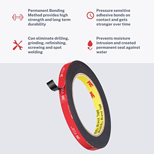 3M High Strength Double Side Bonding Tape for Plastic, Metal, Interior & Exterior Use, Multiple Surface Acrylic Adhesive (12mmX5m, 1 Roll+Primer) (Image - 4)