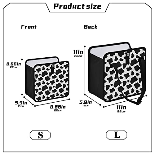 Image of Cow Print Car Trash Can Black White Animal Skin Foldable Hanging Car Trash Bag Bin Auto Garbage Can Leak-Proof Car Organizer(Large) (g300179284p857c913s2022)