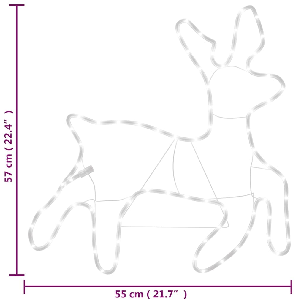 Weihnachts-Rentier Figur mit 72 LED-Lichtern Warmweiß, Metall Dekoration für Garten und Wohnzimmer, 56,9 x 51,8 cm, Wetterfestes Design für Weihnachten