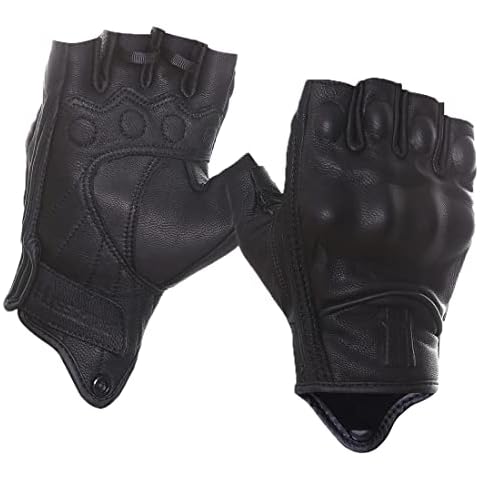 Guantes de moto sin dedos para mujer Harssidanzar KL022 con protección de nudillos duros Cover