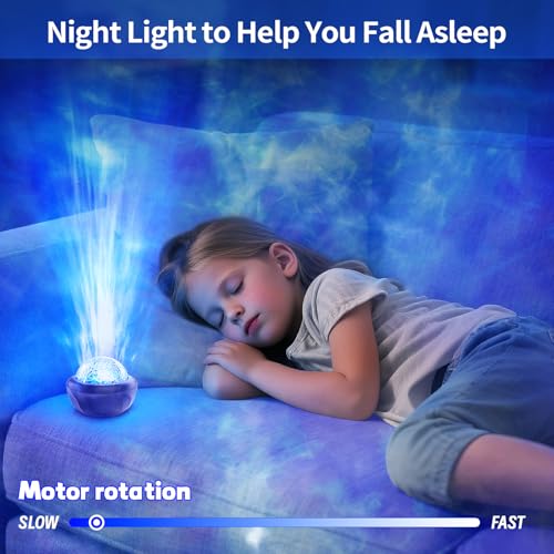Fokky Sternenhimmel Projektor, Ocean Lampe mit Fernbedienung & 6 Lichtfarben, Nachtlicht & Zimmer Deko für Kinder