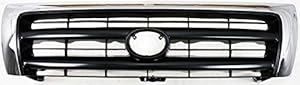 Evan-Fischer Grille Assembly Compatible with 1998-2000 Toyota Tacoma Chrome Shell/Painted Dark Argent Insert 2WD/4WD with Pre-Runner
