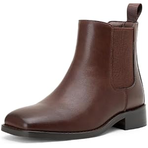 Vepose Women's Square Toe Chelsea Boots, Slip On Low Heel Ankle Boots