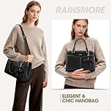 RAINSMORE Handbags for Women PU Leather Designer Handbags for Women Elegant Top Handle Shoulder Bag Tote Bag for Casual Travel - Image 2