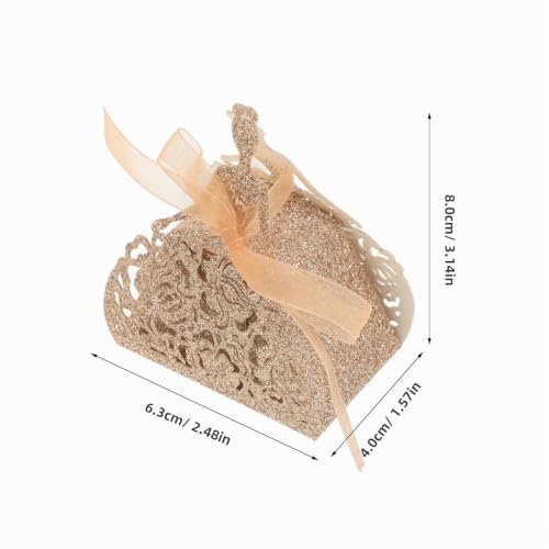 Holibanna 25 Boîtes À Dragées Pour Les Invités Boîte À Dragées Mariage Avec Ruban Boîtes À Bonbons Ajourées Emballage Pour Mariage Décorations Dorées Pour Fête Prénuptiale – vue 2