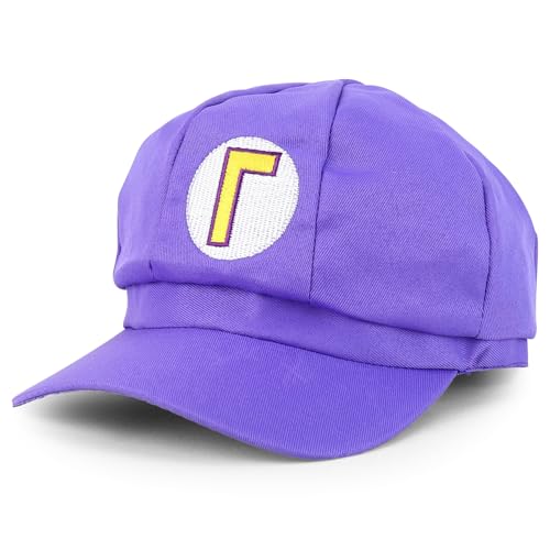 Armycrew Toddler Size Mario Luigi Waluigi Fire Mario Cosplay Newsboy Hat - Waluigi - Purple