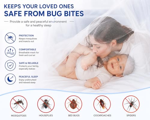 Image of Mosquito Net for King Size Bed - Foldable Square Mosquito Net Double Bed | Mosquito Net for Queen Size Bed | Mosquitoes Net for Sukun Wali Neend | White