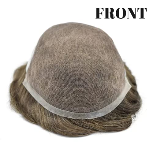 Miniatura 6 de Face Milagle Sistemas de cabello de encaje francés para hombres frente encaje natural Hairline para hombres cabello humano Toupee postizos polipiel