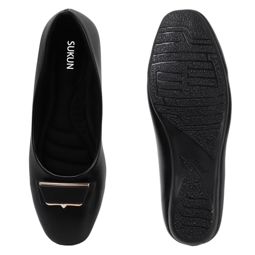 Image of Sukun FBY 091 Women's Bellies Flats Lightweight, Comfortable Slip-On Square Toe Shoes for Office, Casual | Stylish, Durable & Comfy