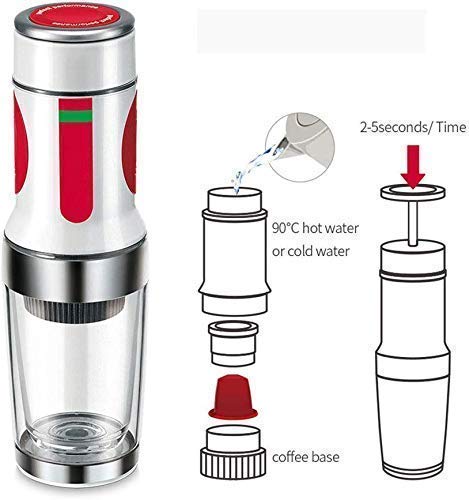 GEETAC Máquina de café de la máquina de café, portátil de la prensa de la mano, Mini Handheld Espresso Pods máquina de… - Imagen 6