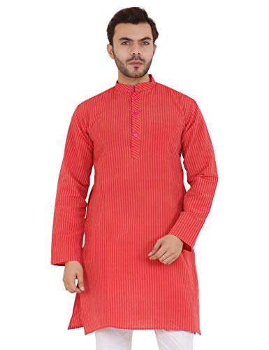 Image of LATEST CHIKAN Men's Cotton Blend Regular Striped Kurta