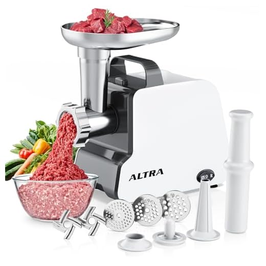 Electric Meat Grinder, 2300W Max, Heavy Duty Sausage Stuffer with 2 Blades, 3 Grinding Plates, Sausage Tube & Kubbe Kit, Home Kitchen Meat Mincer with Handle (Black)