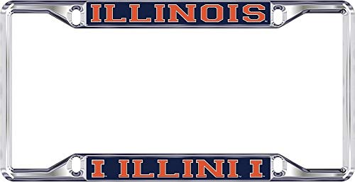 Elite Fan Shop Illinois Fighting Illini License Plate Frame Silver
