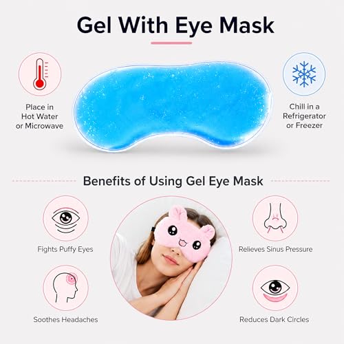 Image of Jenna Cute Gel Fur Sleeping Eye Shade Mask Cover for Insomnia, Meditation, Puffy Eyes and Dark Circles Kitty Pink