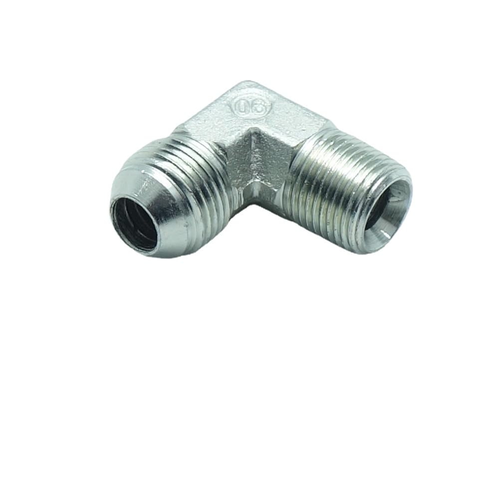 1 Piece 1/2" Male JIC (3/4"-16 Tpi) x 3/8" Male NPT Hydraulic Fitting 37° Flare to 90° Elbow Pipe Adapter