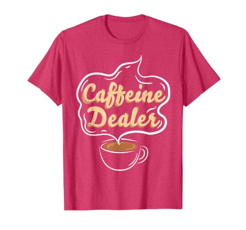 Caffeine Dealer Barista Coffee coffeemaker Waitress Waiter T-Shirt, Men, Red Heather, 3X-Large