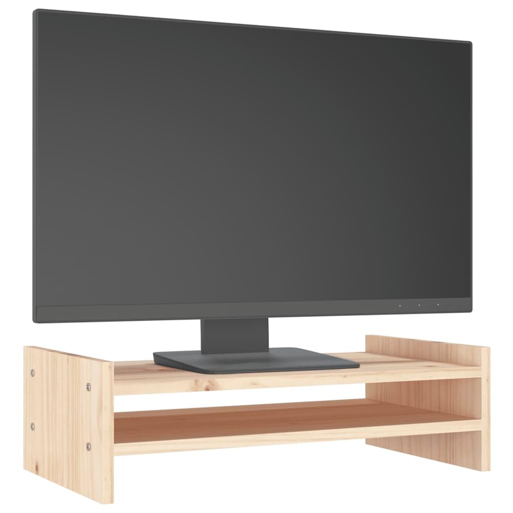 Supporto per monitor in legno massello di pino, 50 x 27 x 15 cm, scrivania per scrivania per computer e home office, ergonomico, ventilato, ripiano per ufficio e letto